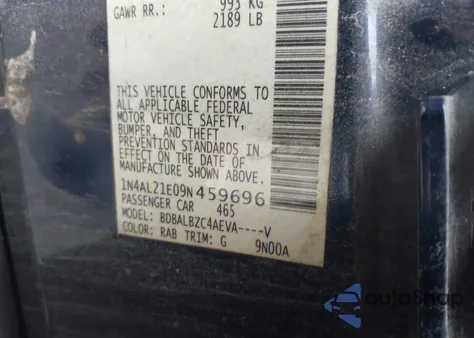 2009 Nissan Altima 2.5 S from USA, damaged, VIN 1N4AL21E09N459696